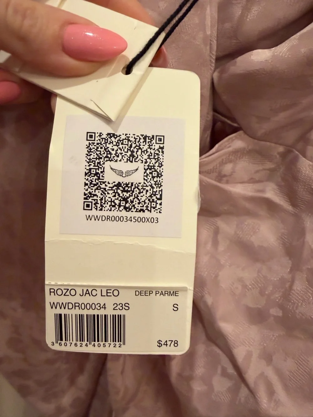 NWT Zadig and Voltaire Blush Pink Twist-Front Silk Dress. Size Small. 100% silk - Picture 5 of 7